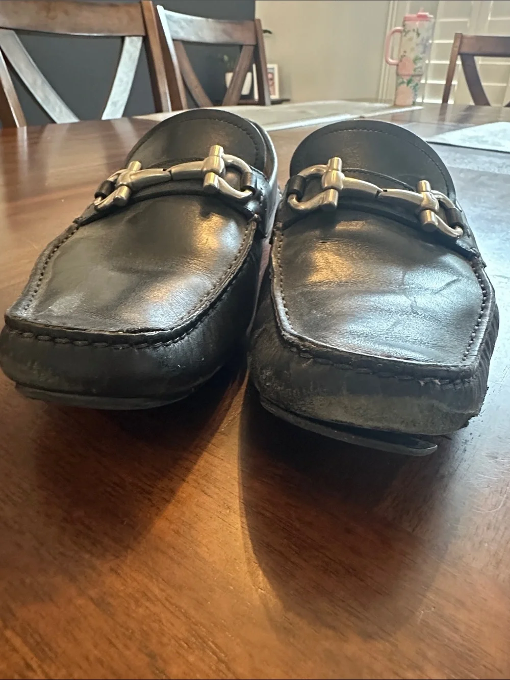 Salvatore Ferragamo Black Leather slip on Loafers